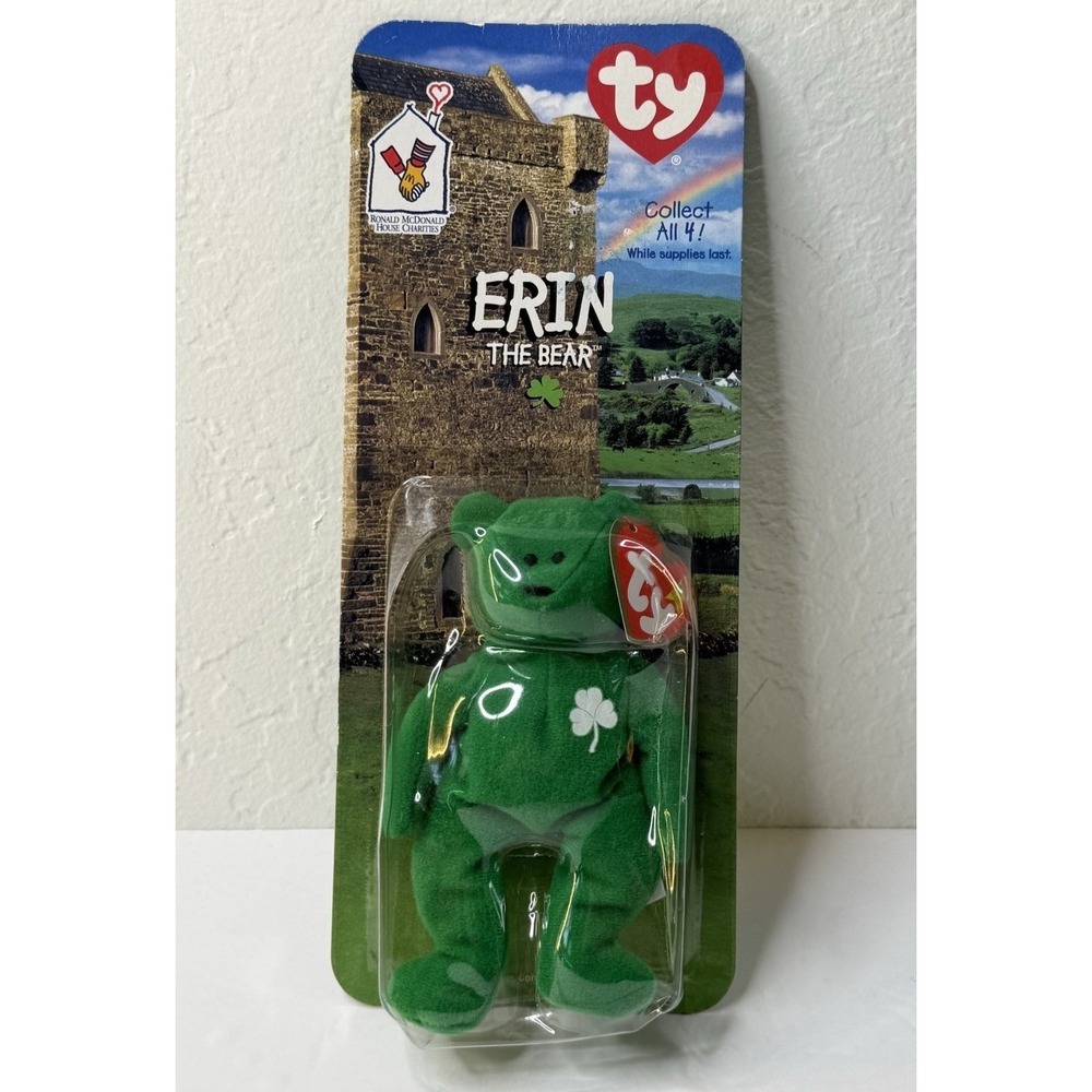 Erin‎ Irish Green Shamrock Bear Ty Beanie Baby Collectible Rare Error Vintage